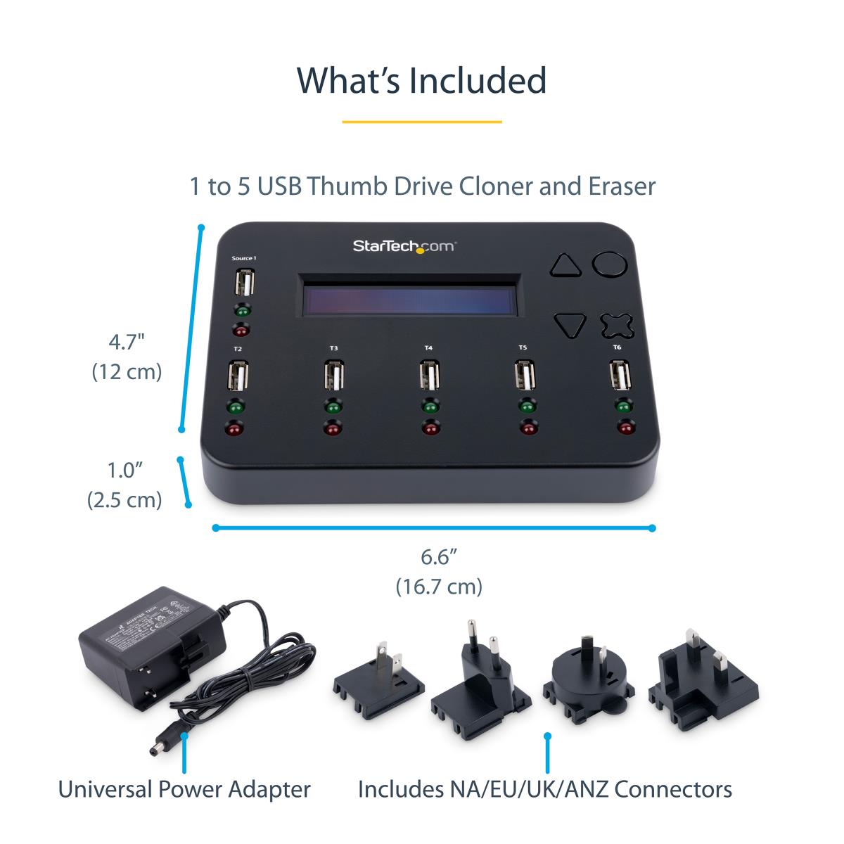Standalone 1:5 USB Flash Drive Duplicator and Eraser - Flash Drive (USB 3.0/2.0/1.1) Copier - 2 Duplication Modes (USBDUP15) - USB drive duplicator - 5 bays thumbnail