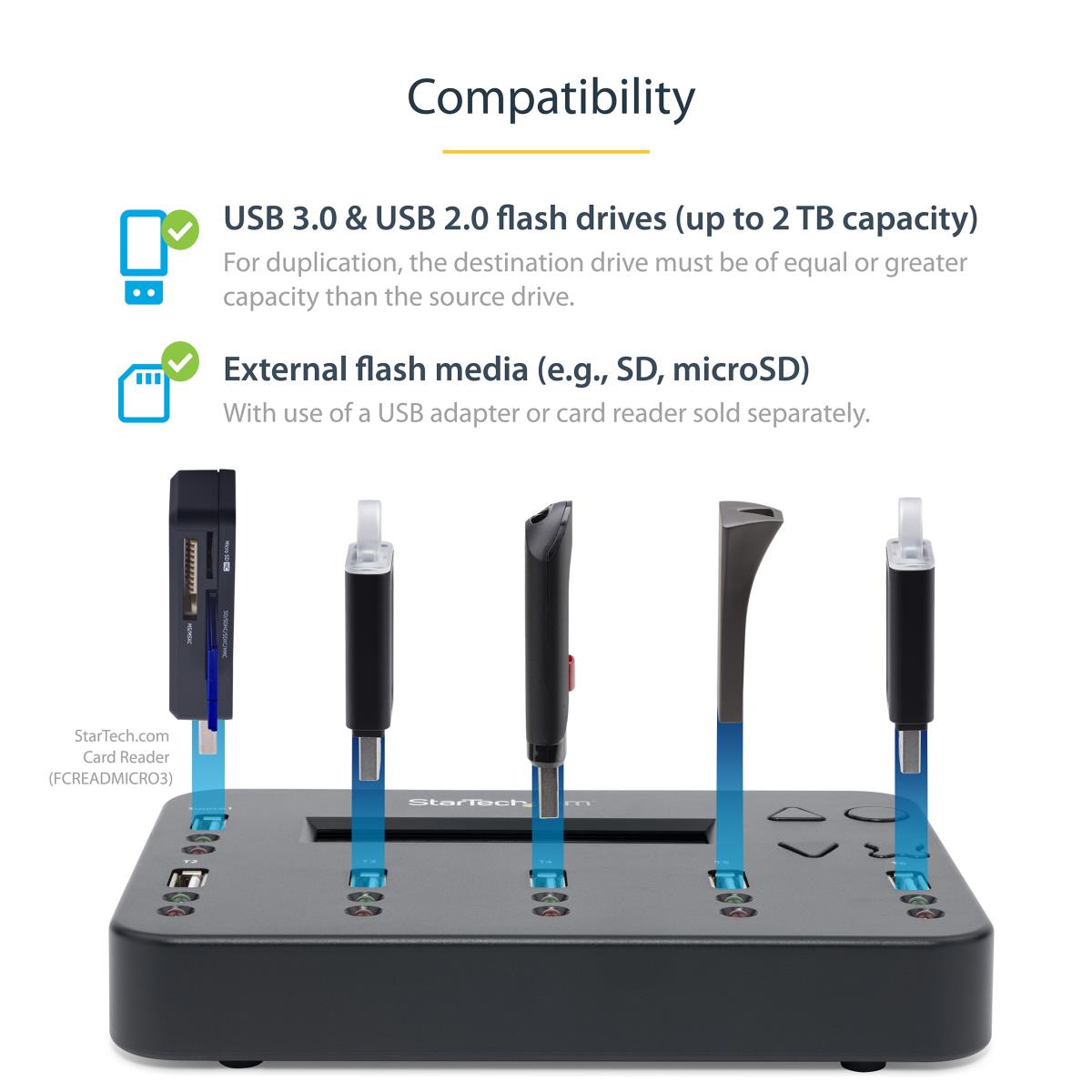 Standalone 1:5 USB Flash Drive Duplicator and Eraser - Flash Drive (USB 3.0/2.0/1.1) Copier - 2 Duplication Modes (USBDUP15) - USB drive duplicator - 5 bays thumbnail