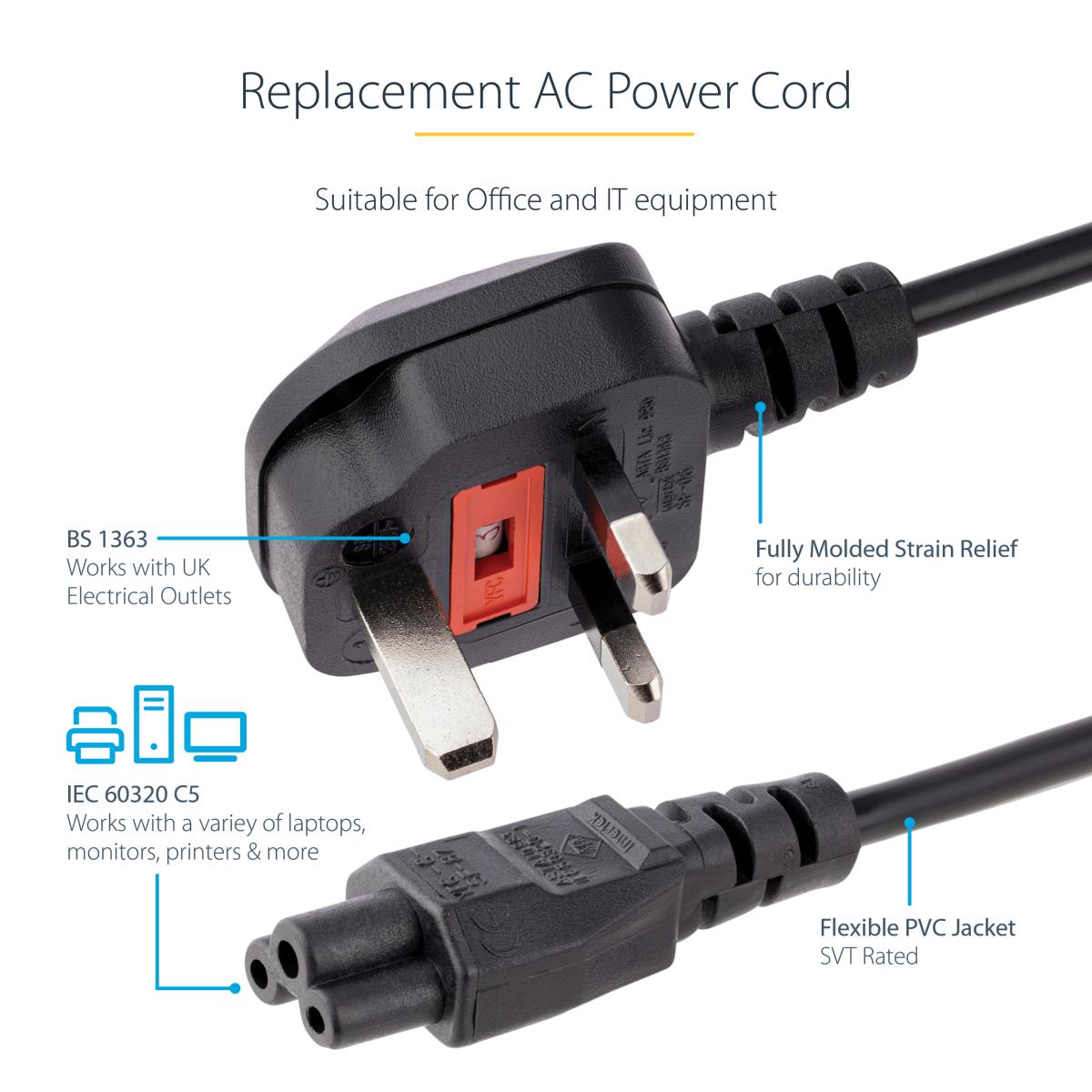 2M C5 LAPTOP POWER CORD - UK thumbnail