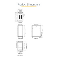 25U Network Rack Cabinet on Wheels - 36in Deep - Portable 19in 4 Post Network Rack Enclosure for Data & IT Computer Equipment w/ Casters (RK2536BKF) - Rack - 25U thumbnail