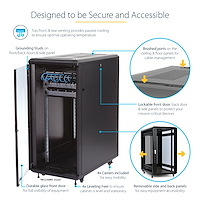 25U Network Rack Cabinet on Wheels - 36in Deep - Portable 19in 4 Post Network Rack Enclosure for Data & IT Computer Equipment w/ Casters (RK2536BKF) - Rack - 25U thumbnail