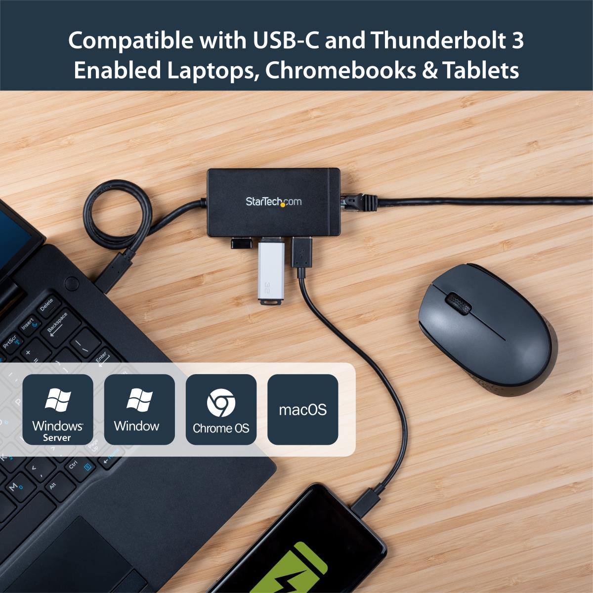 3 PORT USB C HUB WITH ETHERNET thumbnail