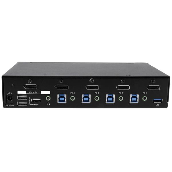 4 Port DisplayPort KVM Switch - DP KVM Switch with Audio and Built-in USB 3.0 Hub for Peripherals - 4K 30Hz (SV431DPU3A2) - KVM / USB switch - 4 x KVM / audio / USB + 3 x SuperSpeed USB - 1 local user - rack-mountable - AC 120/230 V / DC 9 - 12 V - for P/ thumbnail
