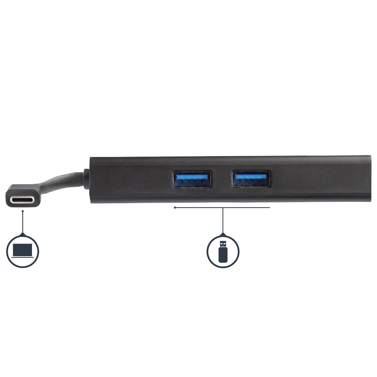 USB-C Multiport Adapter, USB-C Travel Docking Station with 4K HDMI, 60W Power Delivery Pass-Through, Ethernet (GbE), 2x USB-A 3.0 Hub, Portable Mini USB Type-C Dock for Laptop - Portable USB-C Dock (DKT30CHPD) - Adapter - TAA Compliant - USB-C male to RJ- thumbnail