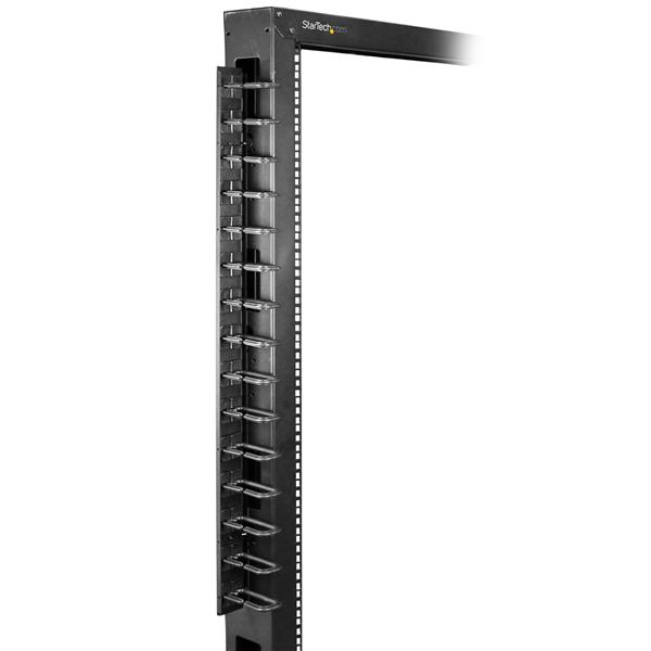 Vertical 0U Server Rack Cable Management w/ D-Ring Hooks - 40U Network Rack Cord Manager Panels - 2x 3ft Wire Organizers (CMVER40UD) - D-ring cable management kit - 1.83 m - black - 40U - for P/N: RK2537BKM, RK4242BK24, RK4242BK30 thumbnail