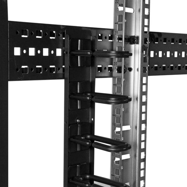 Vertical 0U Server Rack Cable Management w/ D-Ring Hooks - 40U Network Rack Cord Manager Panels - 2x 3ft Wire Organizers (CMVER40UD) - D-ring cable management kit - 1.83 m - black - 40U - for P/N: RK2537BKM, RK4242BK24, RK4242BK30 thumbnail