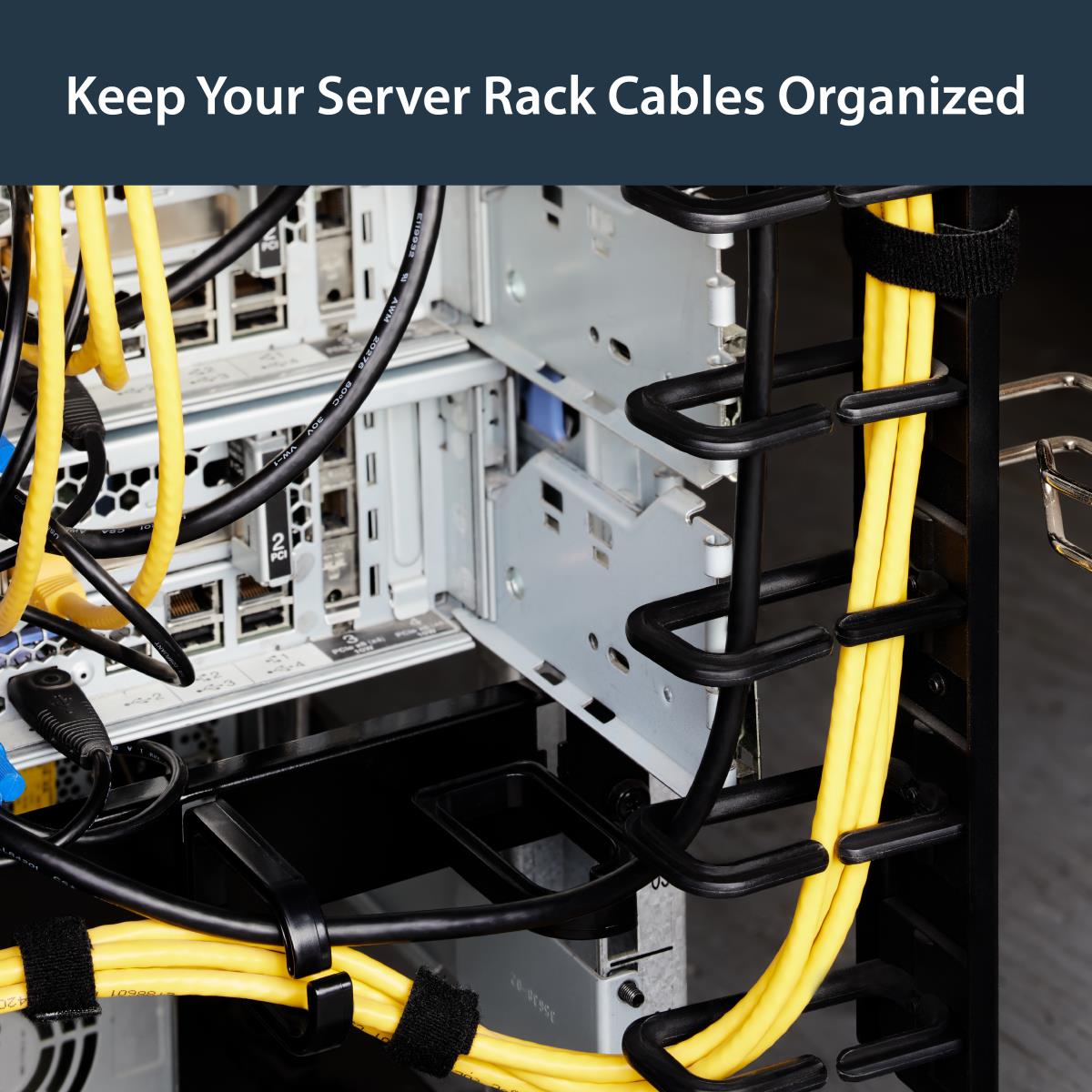 Vertical 0U Server Rack Cable Management w/ D-Ring Hooks - 40U Network Rack Cord Manager Panels - 2x 3ft Wire Organizers (CMVER40UD) - D-ring cable management kit - 1.83 m - black - 40U - for P/N: RK2537BKM, RK4242BK24, RK4242BK30 thumbnail