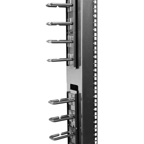 Vertical 0U Server Rack Cable Management w/ D-Ring Hooks - 40U Network Rack Cord Manager Panels - 2x 3ft Wire Organizers (CMVER40UD) - D-ring cable management kit - 1.83 m - black - 40U - for P/N: RK2537BKM, RK4242BK24, RK4242BK30 thumbnail