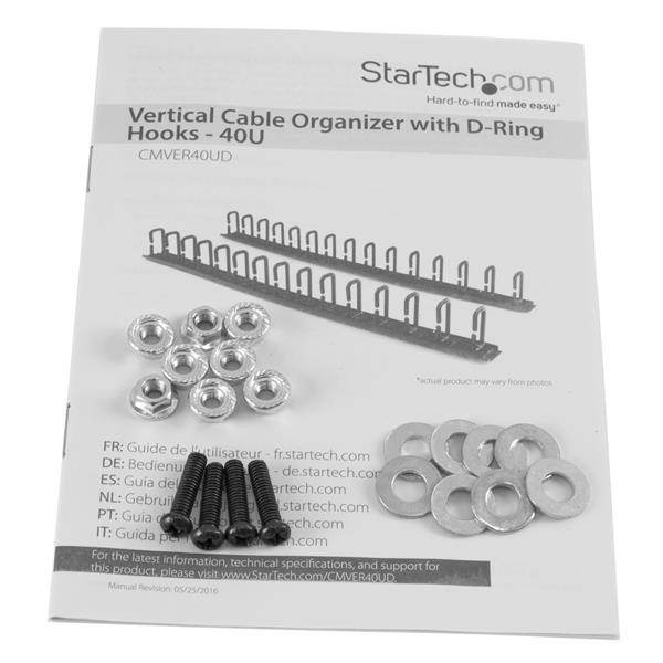 Vertical 0U Server Rack Cable Management w/ D-Ring Hooks - 40U Network Rack Cord Manager Panels - 2x 3ft Wire Organizers (CMVER40UD) - D-ring cable management kit - 1.83 m - black - 40U - for P/N: RK2537BKM, RK4242BK24, RK4242BK30 thumbnail