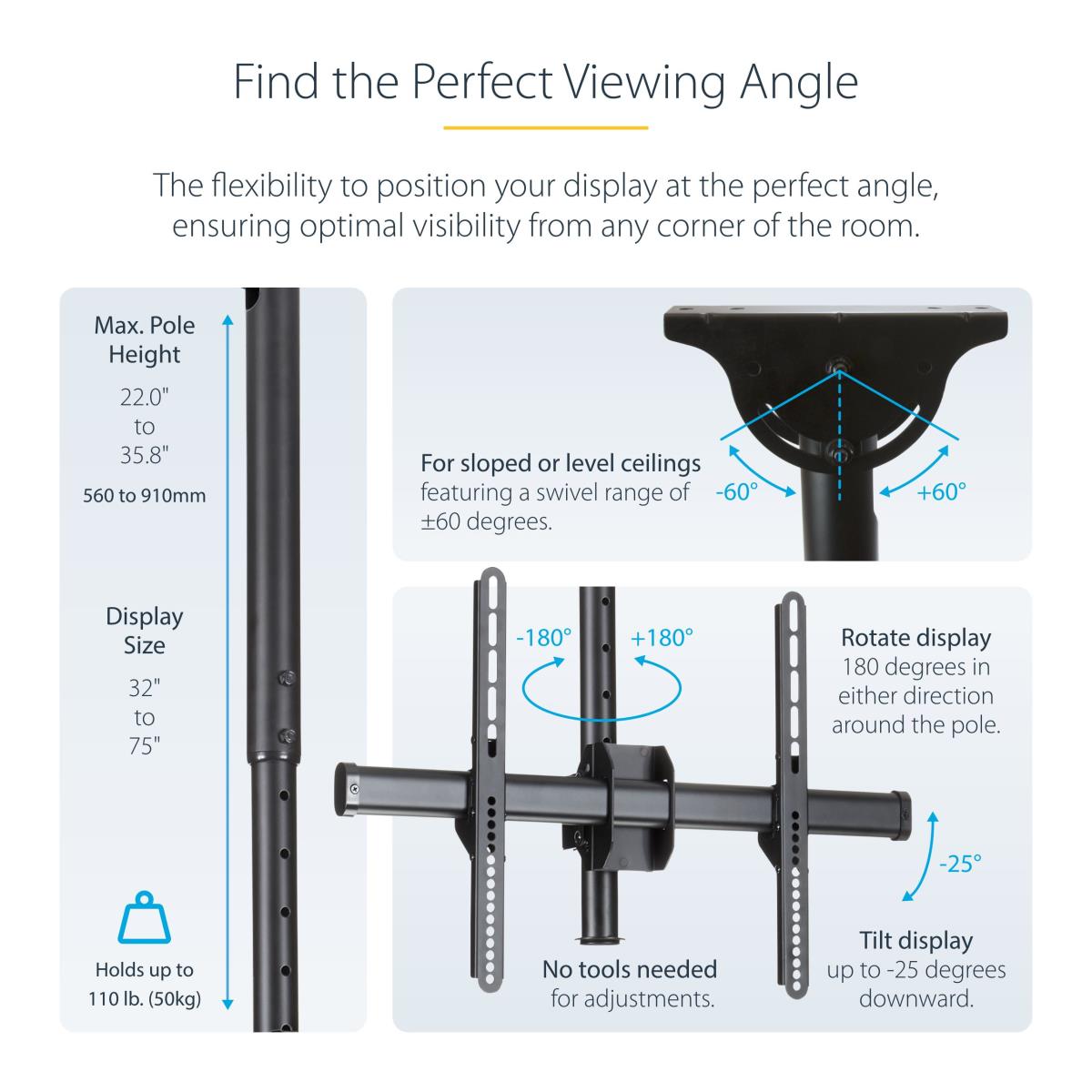 CEILING TV MOUNT SHORT POLE TV thumbnail