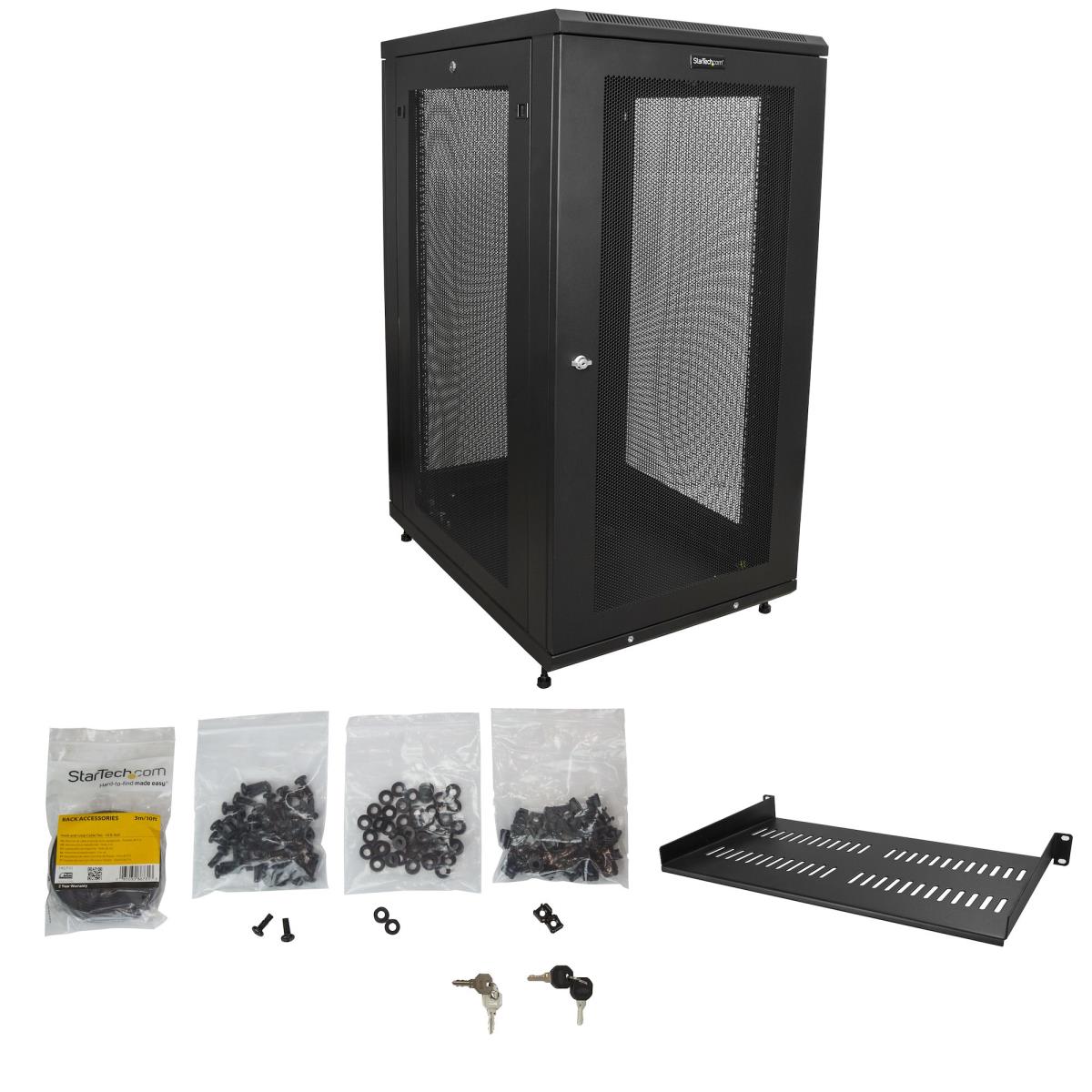 24U Server Rack Cabinet, 4-Post Adjustable Depth (2