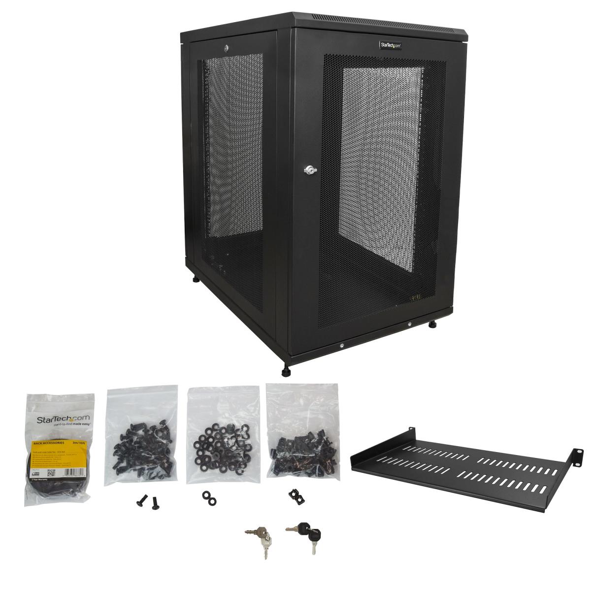 18U Server Rack Cabinet, 4-Post Adjustable Depth (2