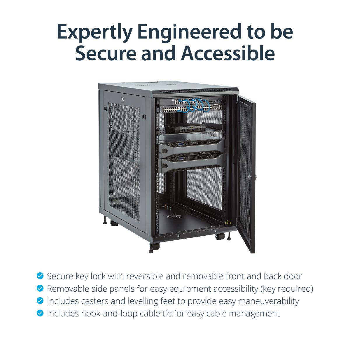 18U Server Rack Cabinet, 4-Post Adjustable Depth (2