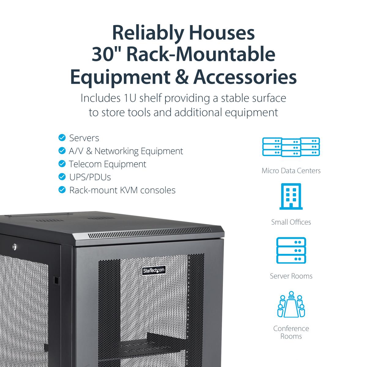 18U Server Rack Cabinet, 4-Post Adjustable Depth (2
