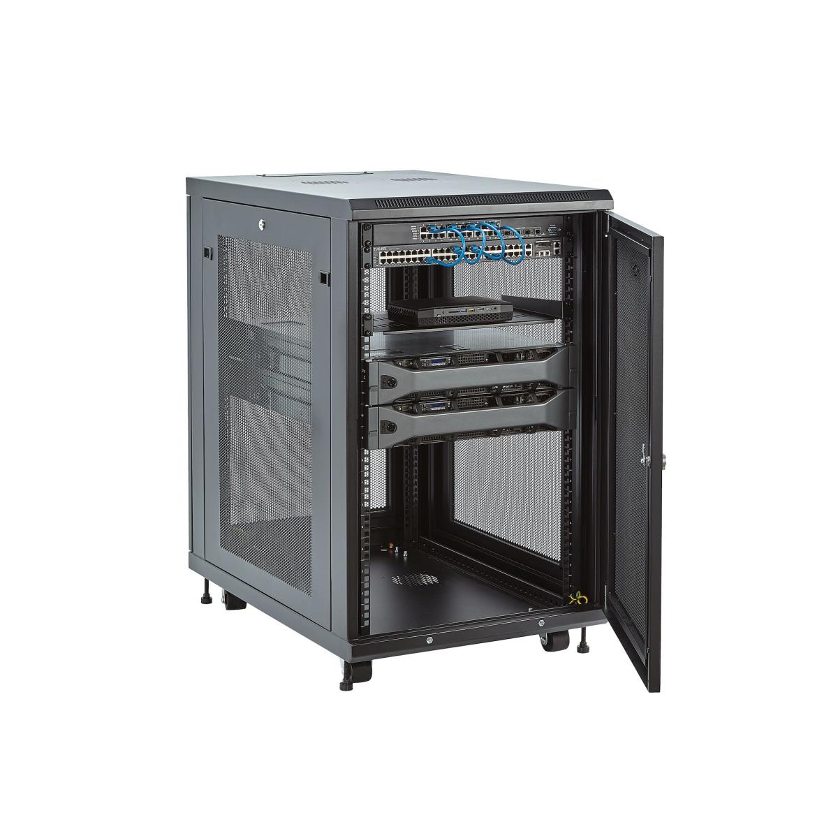 18U Server Rack Cabinet, 4-Post Adjustable Depth (2