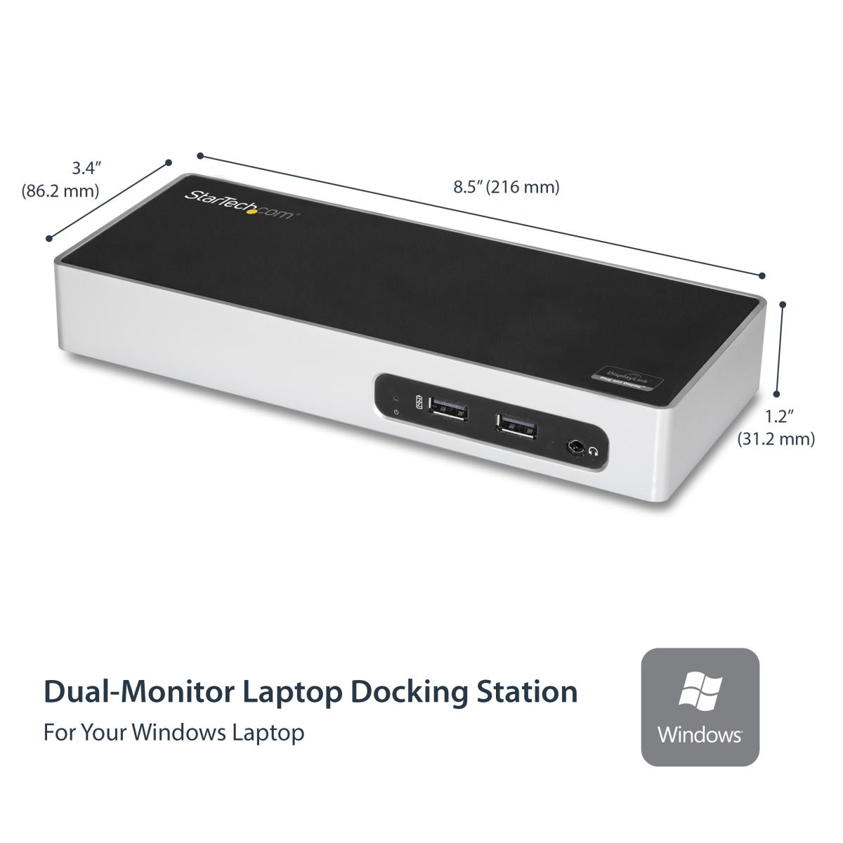 USB 3.0 Docking Station, Dual Monitor Laptop Docking Station with HDMI & DVI/VGA Video, 6-port USB 3.1 Gen 1 5Gbps Hub, GbE, Audio, Universal USB Type-A Dock, Windows & Mac - Dual Display Dock (DK30ADD) - Docking station - USB - DVI, HDMI - 1GbE - for P/N thumbnail