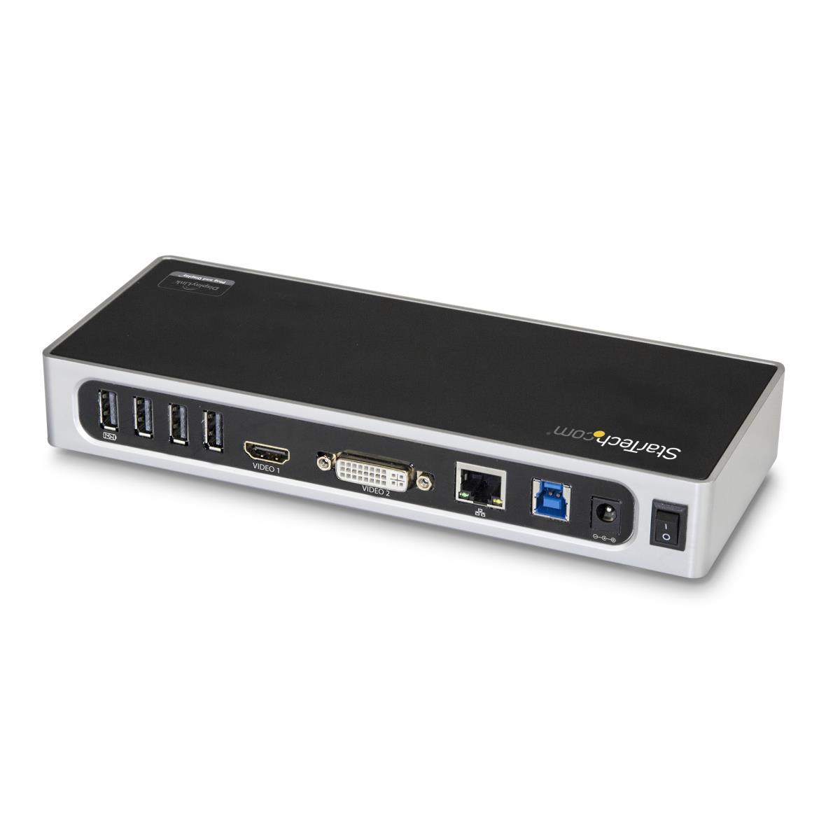 USB 3.0 Docking Station, Dual Monitor Laptop Docking Station with HDMI & DVI/VGA Video, 6-port USB 3.1 Gen 1 5Gbps Hub, GbE, Audio, Universal USB Type-A Dock, Windows & Mac - Dual Display Dock (DK30ADD) - Docking station - USB - DVI, HDMI - 1GbE - for P/N thumbnail
