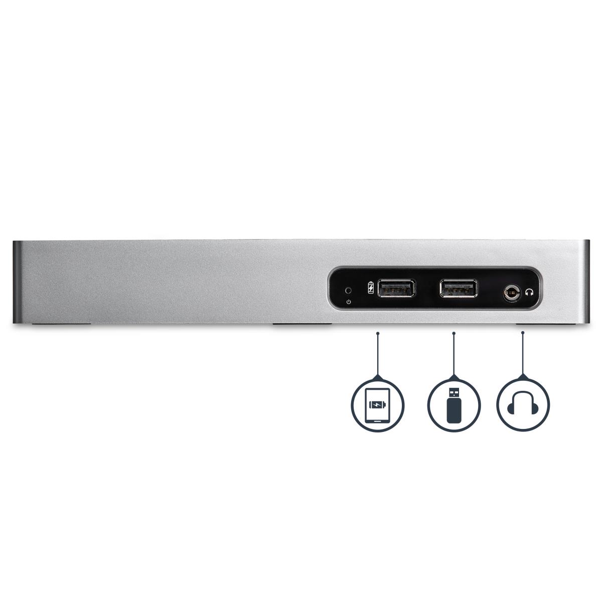 USB 3.0 Docking Station, Dual Monitor Laptop Docking Station with HDMI & DVI/VGA Video, 6-port USB 3.1 Gen 1 5Gbps Hub, GbE, Audio, Universal USB Type-A Dock, Windows & Mac - Dual Display Dock (DK30ADD) - Docking station - USB - DVI, HDMI - 1GbE - for P/N thumbnail