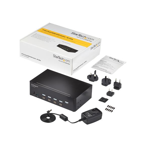 StarTech.com 4-Port Dual Monitor HDMI KVM Switch with Audio & USB 3.0 hub - 4K 30Hz - 4 PC Mac Computer KVM Switch Box for HDMI Display (SV431DHD4KU) - KVM / audio / USB switch - 4 x KVM / audio / USB - rack-mountable thumbnail