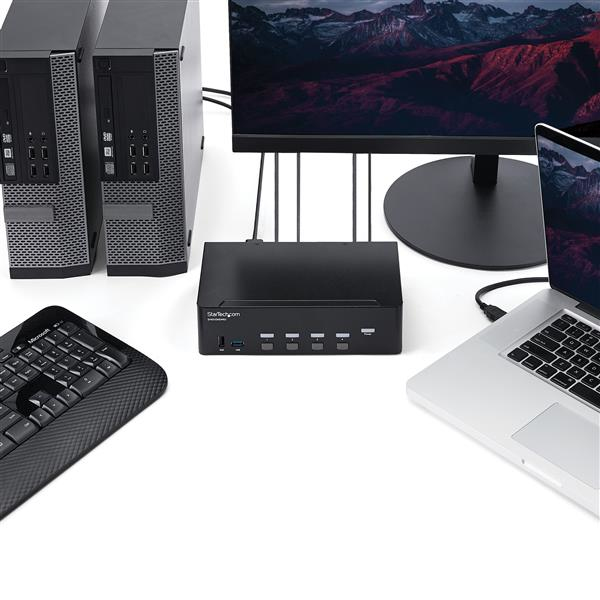 StarTech.com 4-Port Dual Monitor HDMI KVM Switch with Audio & USB 3.0 hub - 4K 30Hz - 4 PC Mac Computer KVM Switch Box for HDMI Display (SV431DHD4KU) - KVM / audio / USB switch - 4 x KVM / audio / USB - rack-mountable thumbnail