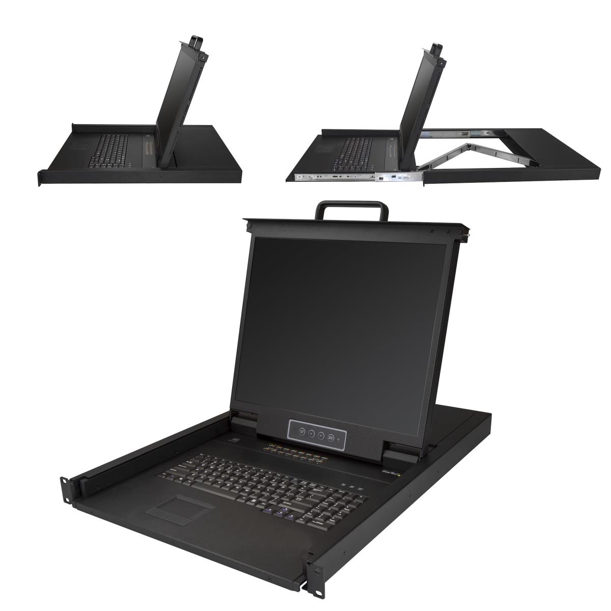 16 Port Rackmount KVM Console with 6ft Cables, Integrated KVM Switch with 19