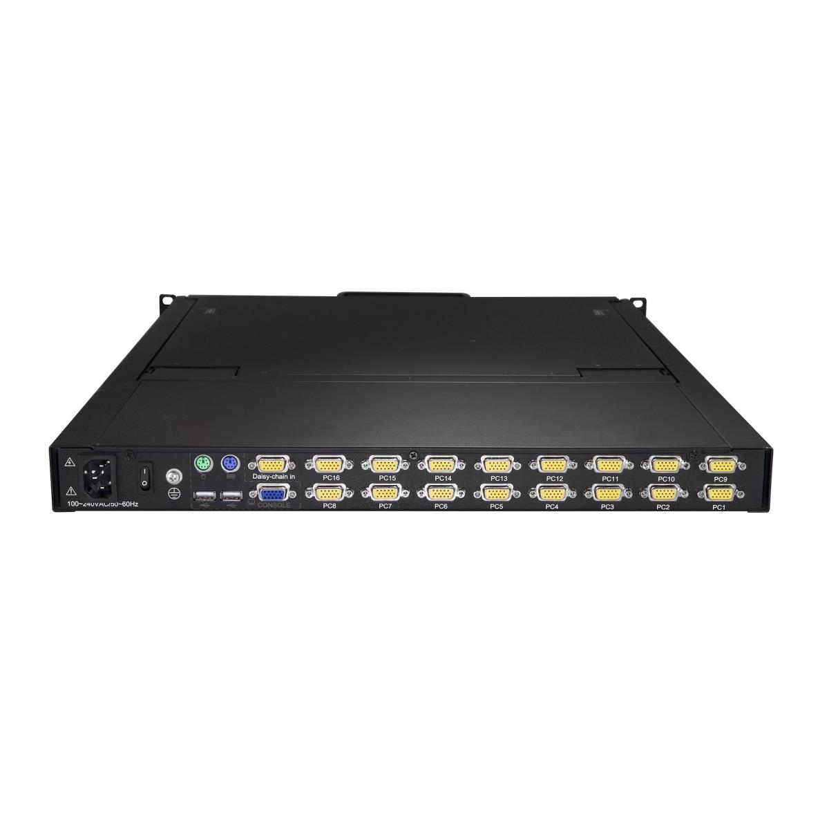 16 Port Rackmount KVM Console with 6ft Cables, Integrated KVM Switch with 19