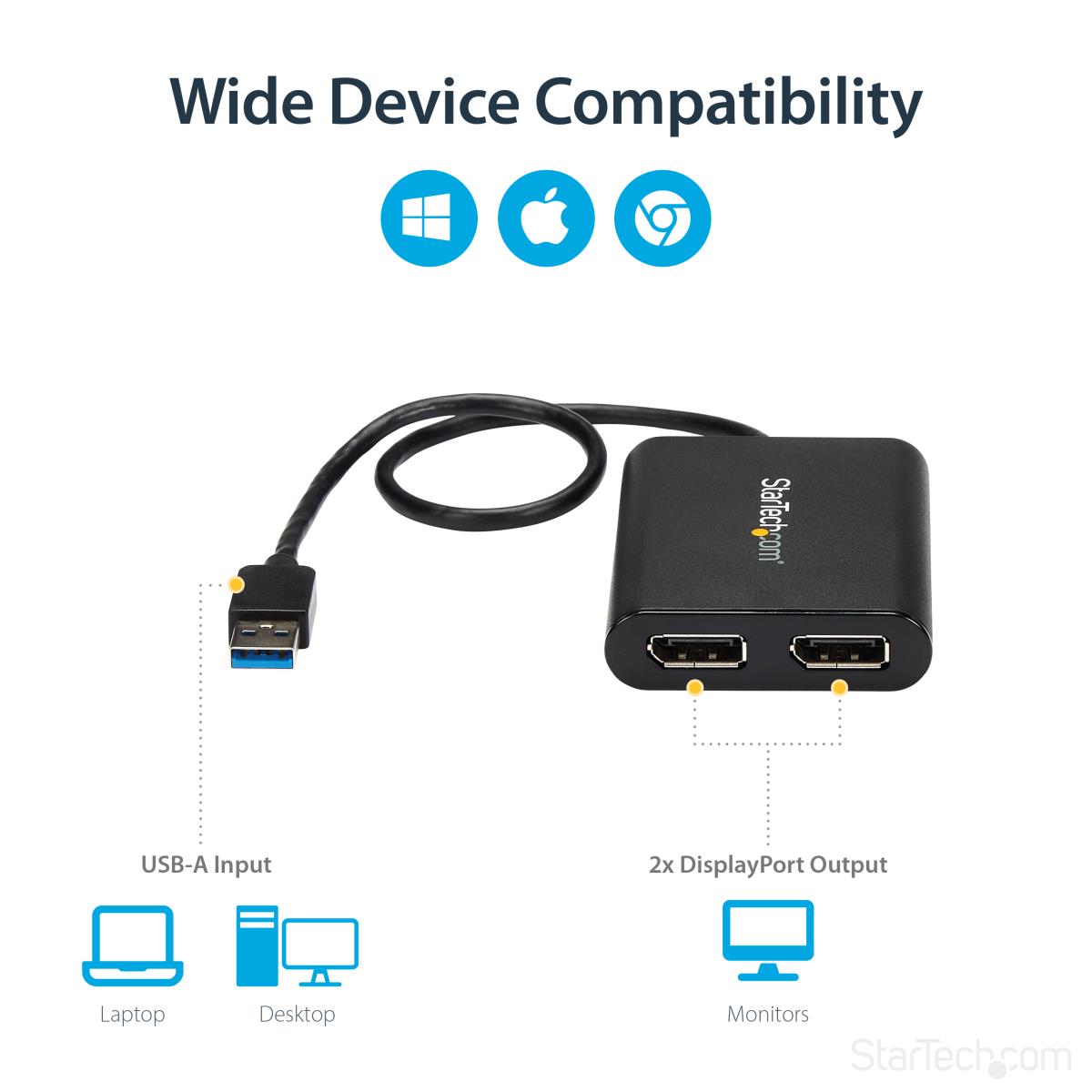 USB TO DUAL DISPLAYPORT ADAPTER thumbnail