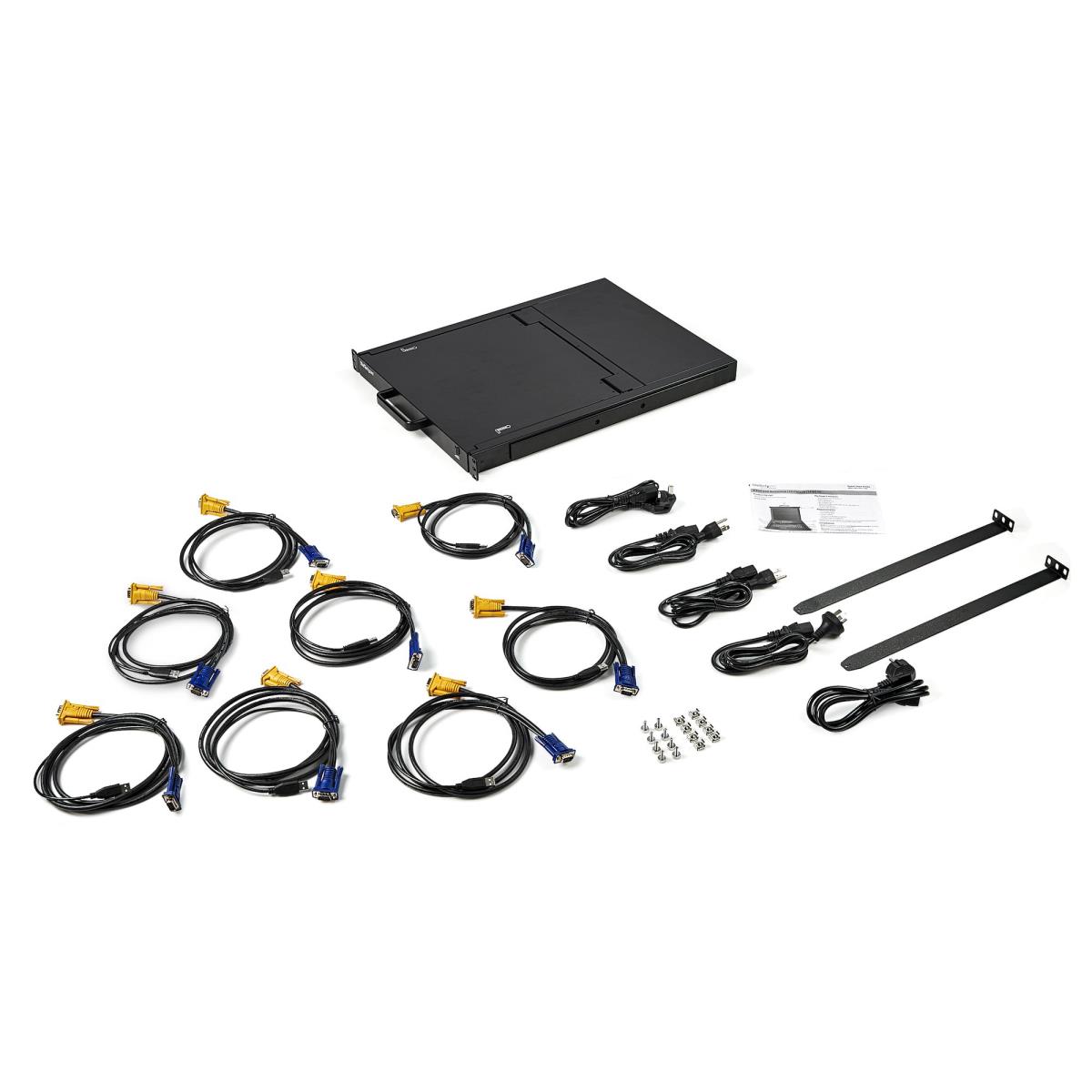 8 Port Rackmount KVM Console with 6ft Cables, Integrated KVM Switch with 17