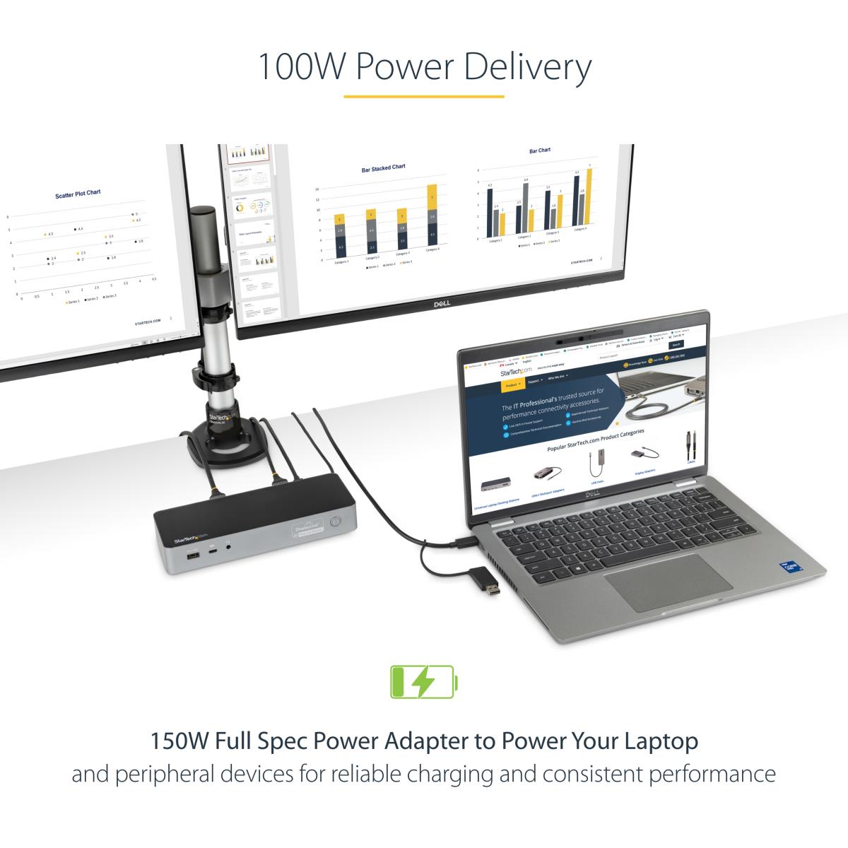 USB-C & USB-A Dock, Hybrid Universal Laptop Docking Station with 100W Power Delivery, Dual Monitor 4K 60Hz HDMI & DisplayPort, 4x USB 3.1 Gen 1 Hub, Gigabit Ethernet (GbE) - Hybrid USB Type-C Dock (DK30C2DPEPUE) - Docking station - USB-C - 2 x HDMI, 2 x D thumbnail