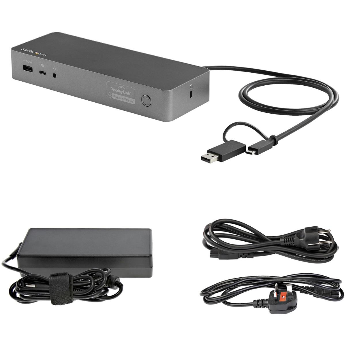 USB-C & USB-A Dock, Hybrid Universal Laptop Docking Station with 100W Power Delivery, Dual Monitor 4K 60Hz HDMI & DisplayPort, 4x USB 3.1 Gen 1 Hub, Gigabit Ethernet (GbE) - Hybrid USB Type-C Dock (DK30C2DPEPUE) - Docking station - USB-C - 2 x HDMI, 2 x D thumbnail