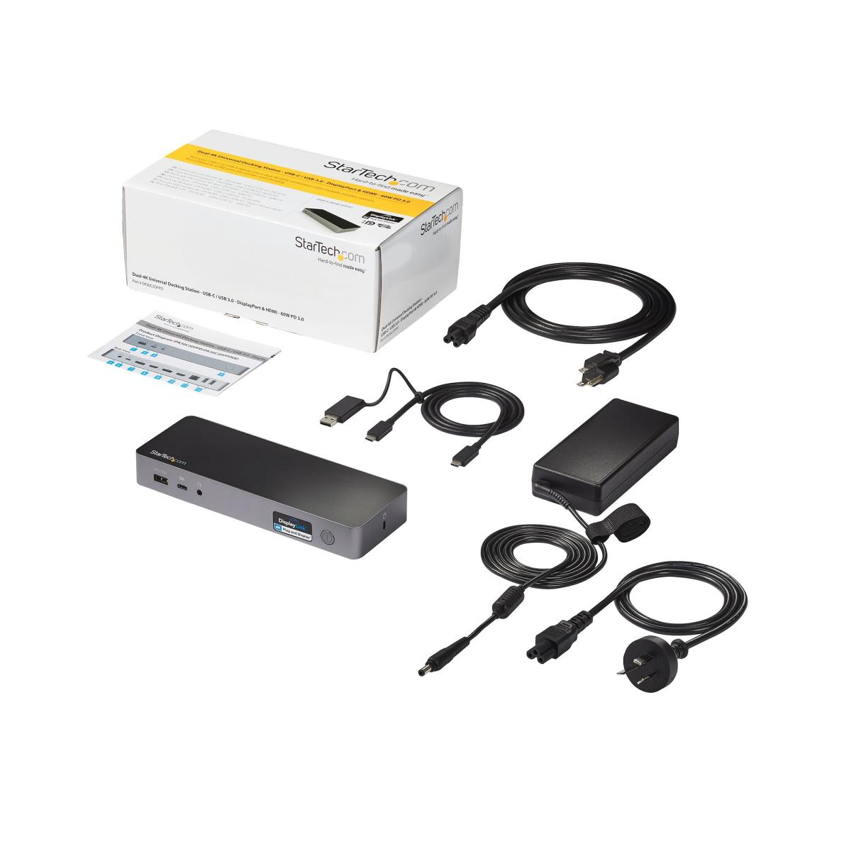 USB-C & USB-A Dock, Hybrid Universal Laptop Docking Station with Dual Monitor Display 4K 60Hz HDMI & DisplayPort, 60W Power Delivery, Gigabit Ethernet, Windows, Mac Chrome - 4K USB Type-C Dock (DK30C2DPPDUE) - Docking station - USB-C - 2 x HDMI, 2 x DP - thumbnail