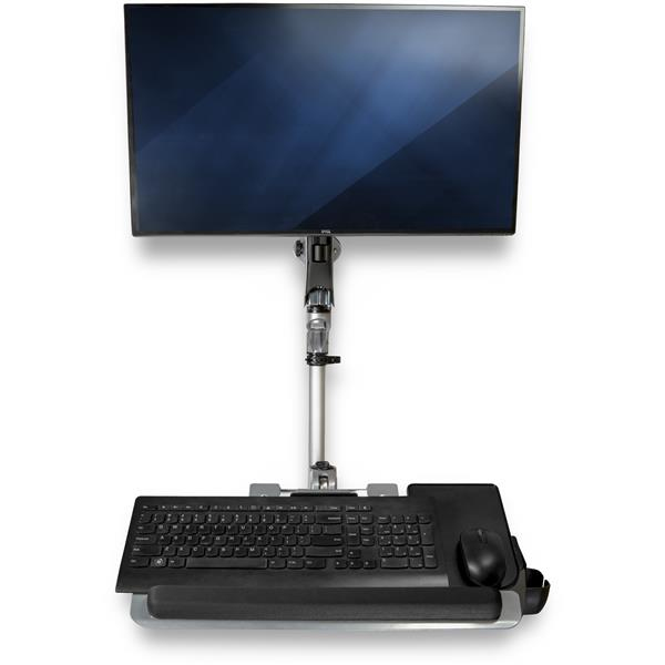 Wall Mount Workstation, Articulating Standing Desk w/ Ergonomic Height Adjustable Monitor Arm & Padded Keyboard Tray, 34