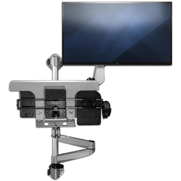 Wall Mount Workstation, Articulating Standing Desk w/ Ergonomic Height Adjustable Monitor Arm & Padded Keyboard Tray, 34