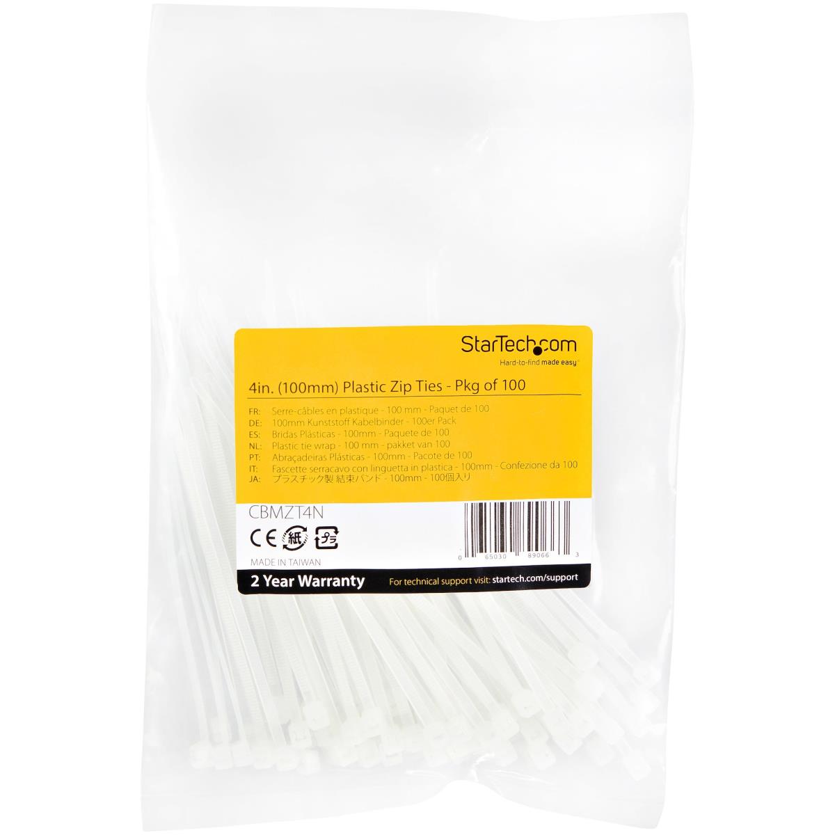 100 PACK 4 CABLE TIES -WHITE thumbnail