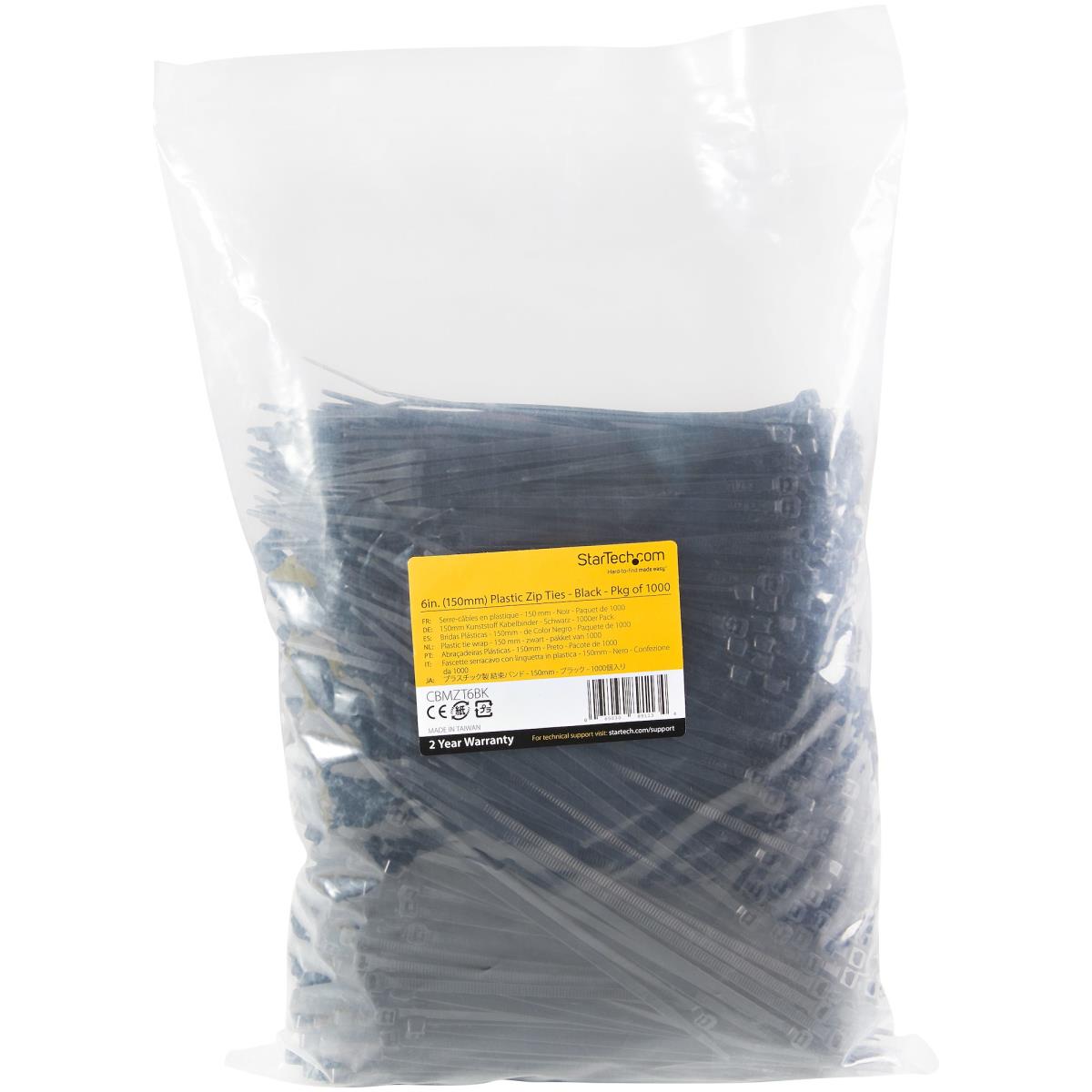 1000 PACK 6 CABLE TIES -BLACK thumbnail