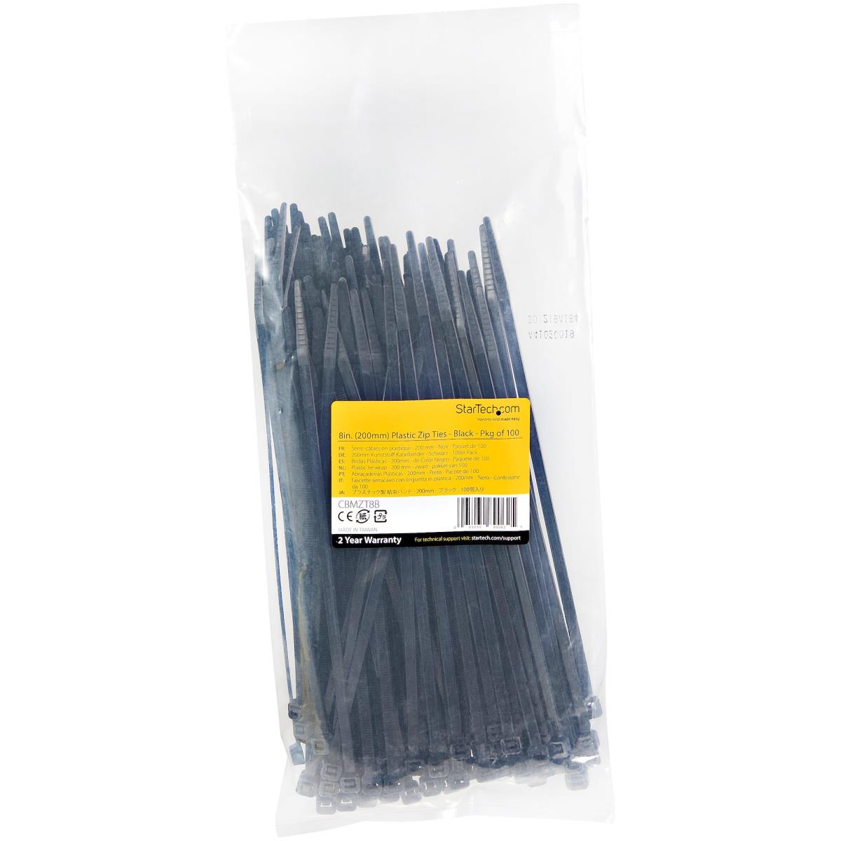 100 PACK 8 CABLE TIES -BLACK thumbnail