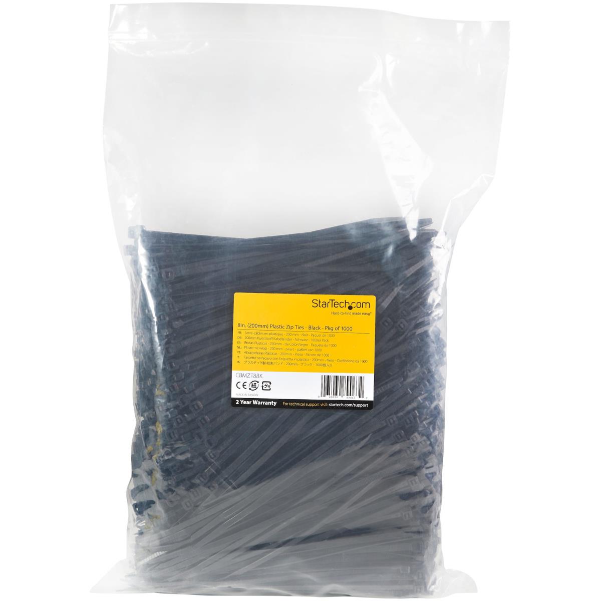 1000 PACK 8 CABLE TIES -BLACK thumbnail
