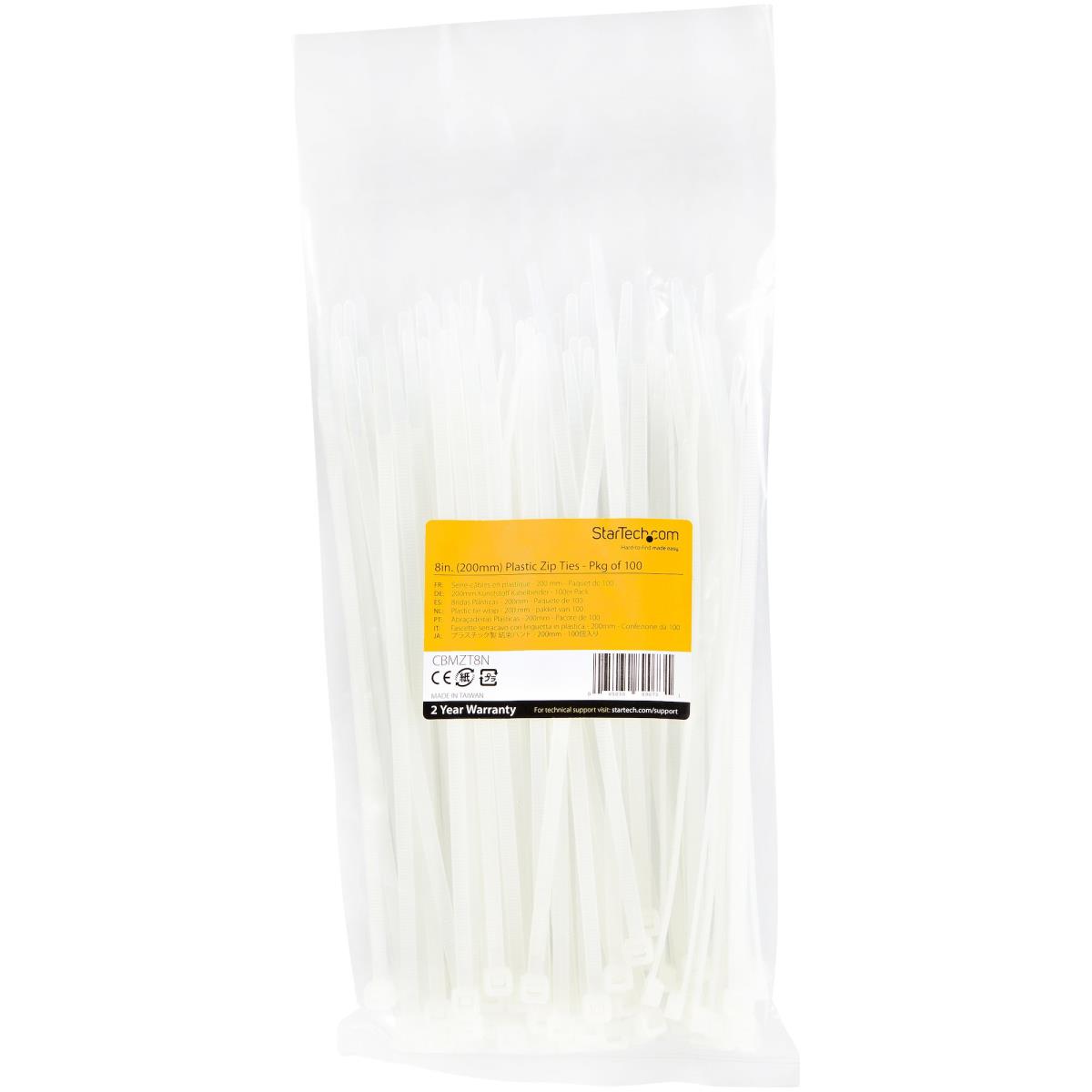 100 PACK 8 CABLE TIES -WHITE thumbnail