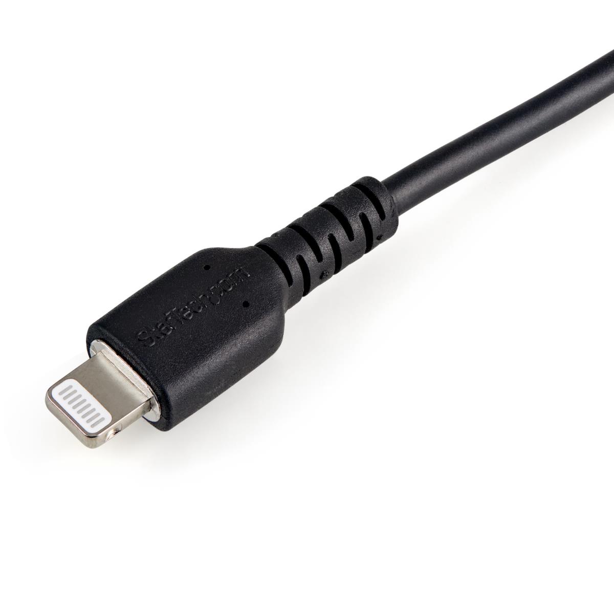 15cm(6 in) Durable Black USB-A to Lightning Cable, Heavy Duty Rugged Aramid Fiber USB Type A to Lightning Charger/Sync Power Cord, Apple MFi Certified iPad/iPhone 12 Pro Max - iPhone 7/8/11/11 Pro (RUSBLTMM15CMB) - Lightning cable - USB male to Lightning thumbnail