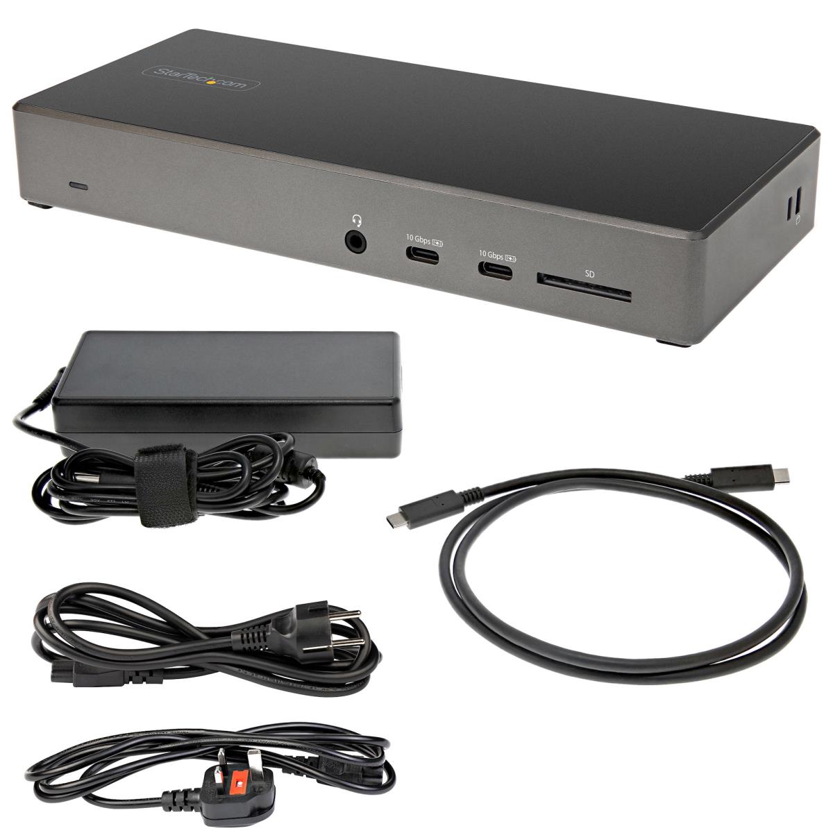 USB C Dock - Triple 4K Monitor USB Type-C Docking Station - 100W Power Delivery - DP 1.4 Alt Mode & DSC, 2x DisplayPort 1.4/HDMI 2.0 - 6xUSB (2x 10Gbps) - Windows/Chrome - Docking station - USB-C - HDMI, 2 x DP - 1GbE - 100 Watt - United Kingdom, Europe thumbnail