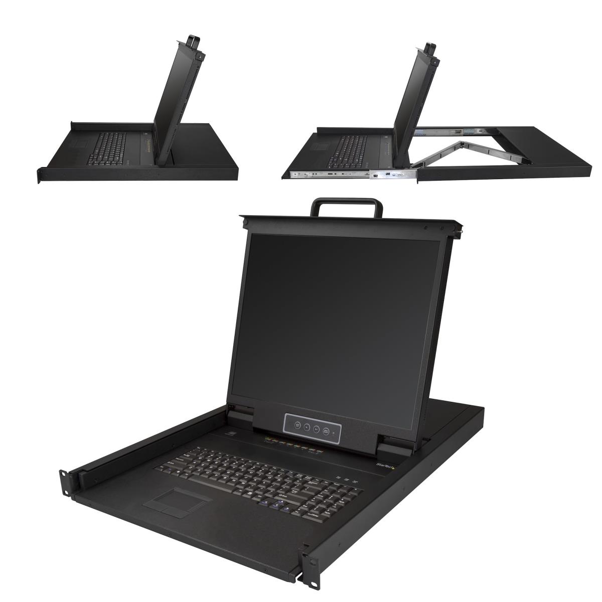 8 Port Rackmount KVM Console with 6ft Cables, Integrated KVM Switch with 19