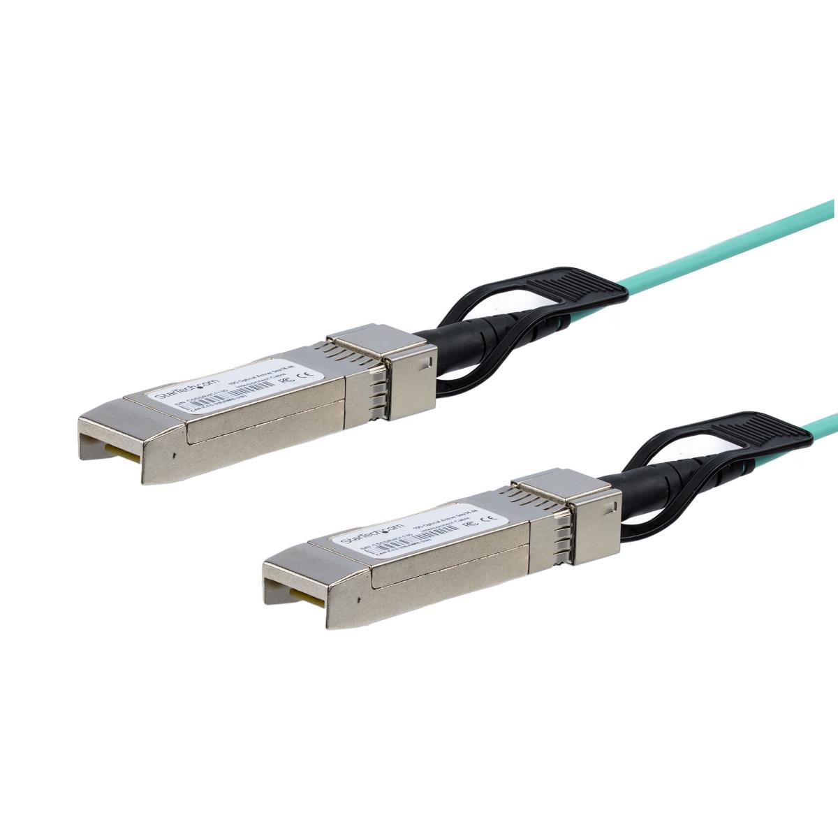 Cisco SFP-10G-AOC3M Compatible 3m/9.84ft 10G SFP+ to SFP+ Active Optical Fiber, 10Gbps SFP Plus/Mini GBIC/Transceiver Module Cable, Cisco Firepower ASR1000, 10GE SFP+ Cable - Lifetime Warranty (SFP10GAOC3M) - 10GBase direct attach cable - SFP+ latched to thumbnail