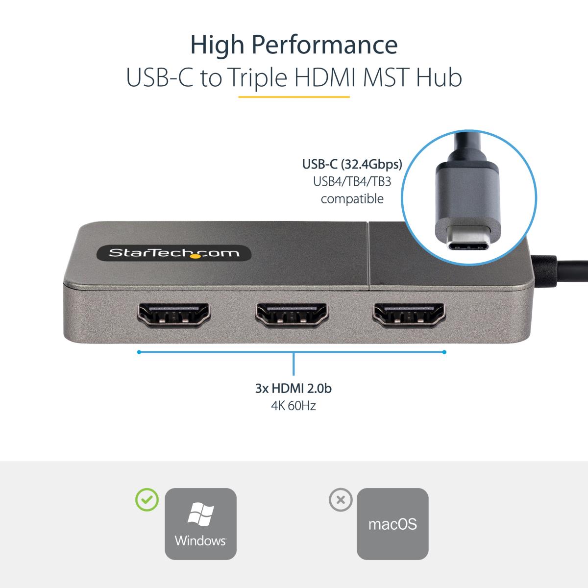 3-PORT USB-C MST HUB HDMI - thumbnail