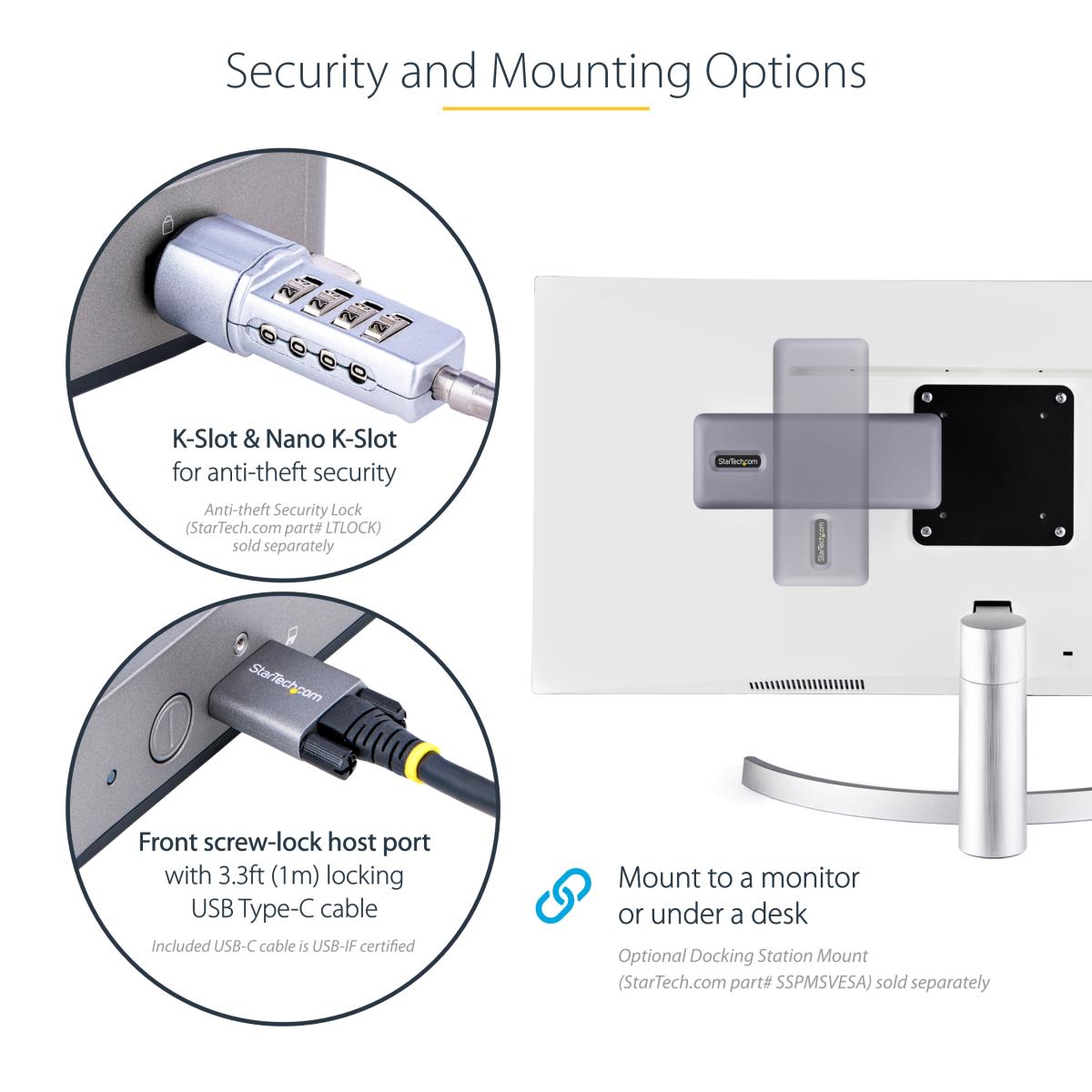 USB-C Docking Station - Multi Monitor HDMI/DP/DP Alt Mode USB-C Dock - 3x 4K30 / 2x 4K60 - 7-Port USB Hub - 60W Power Delivery - GbE - 3.5mm Audio - Works With Chromebook certified - Docking station - USB-C / Thunderbolt 3 / Thunderbolt 4 - 2 x HDMI, 2 x thumbnail