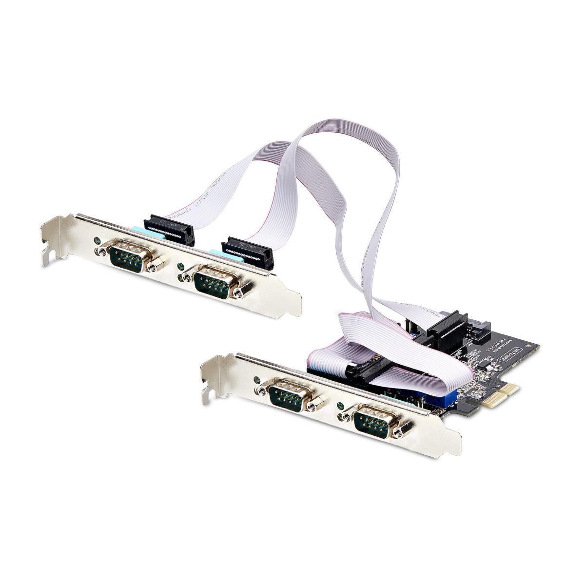 .com 4-Port Serial PCIe Card  Quad-Port PCI Express to RS232/RS422/RS485 (DB9) Serial Card  Low-Profile Bracket Incl.  16C1050 UART  Windows/Linux  TAA Compliant - Level-4 ESD Protection thumbnail