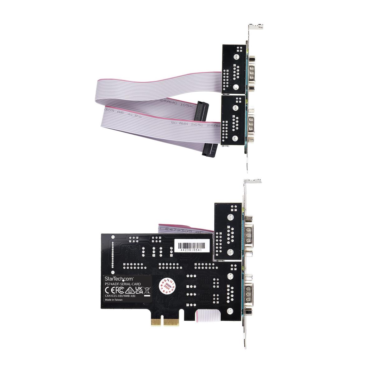 .com 4-Port Serial PCIe Card  Quad-Port PCI Express to RS232/RS422/RS485 (DB9) Serial Card  Low-Profile Bracket Incl.  16C1050 UART  Windows/Linux  TAA Compliant - Level-4 ESD Protection thumbnail