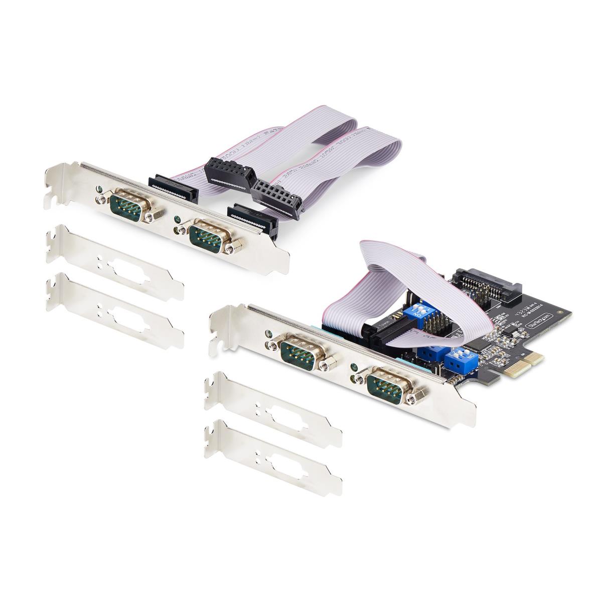 .com 4-Port Serial PCIe Card  Quad-Port PCI Express to RS232/RS422/RS485 (DB9) Serial Card  Low-Profile Bracket Incl.  16C1050 UART  Windows/Linux  TAA Compliant - Level-4 ESD Protection thumbnail