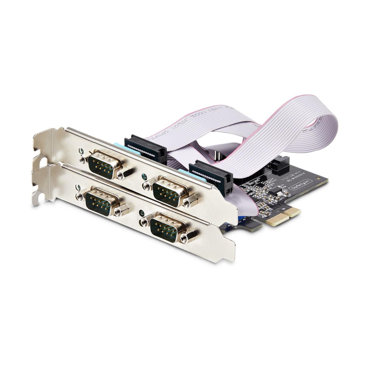 .com 4-Port Serial PCIe Card  Quad-Port PCI Express to RS232/RS422/RS485 (DB9) Serial Card  Low-Profile Bracket Incl.  16C1050 UART  Windows/Linux  TAA Compliant - Level-4 ESD Protection thumbnail