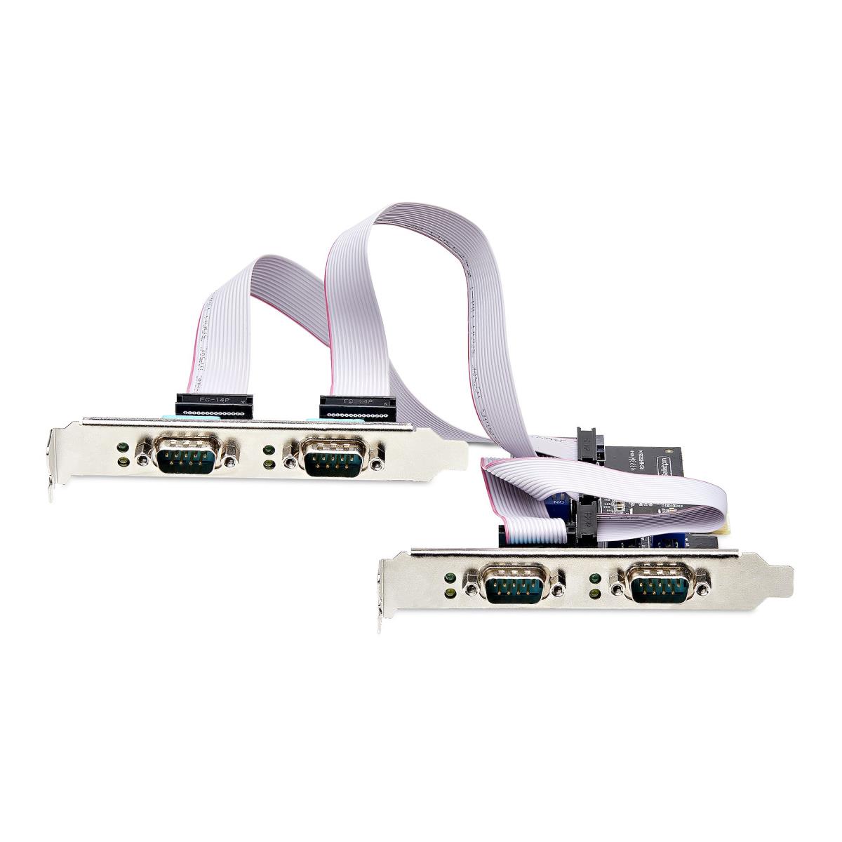 .com 4-Port Serial PCIe Card  Quad-Port PCI Express to RS232/RS422/RS485 (DB9) Serial Card  Low-Profile Bracket Incl.  16C1050 UART  Windows/Linux  TAA Compliant - Level-4 ESD Protection thumbnail