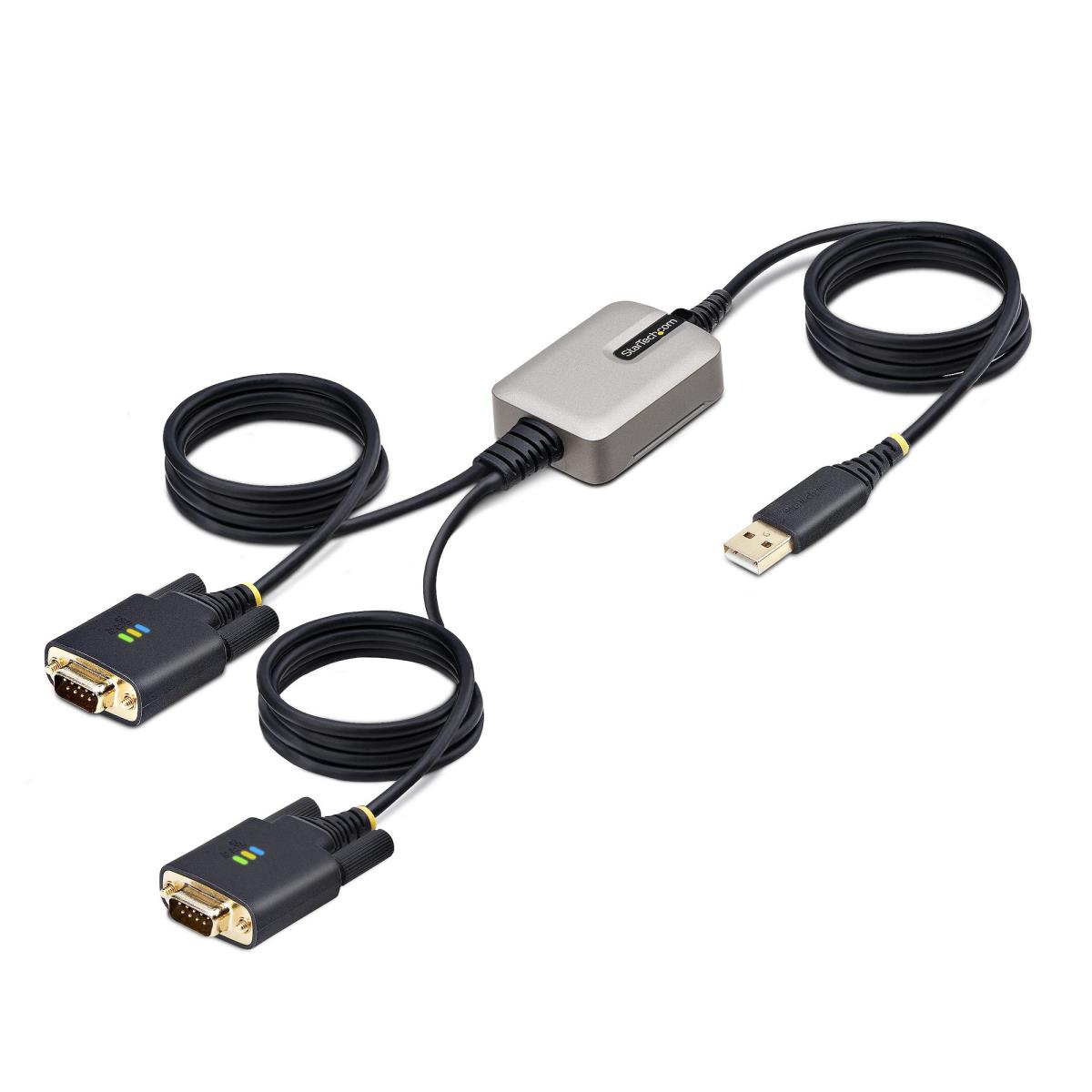 13ft (4m) 2-Port USB to Serial Adapter Cable, Interchangeable DB9 Screws/Nuts, COM Retention, USB-A to DB9 RS232, FTDI, Level-4 ESD Protection, Windows/macOS/ChromeOS/Linux - Rugged TPE Construction (2P6FFC-USB-SERIAL) - USB / serial cable - USB (M) to DB thumbnail